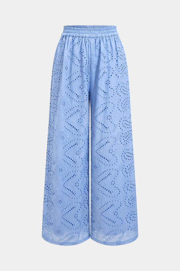 Uma - Broek met opengewerkt detail en wijde pijpen