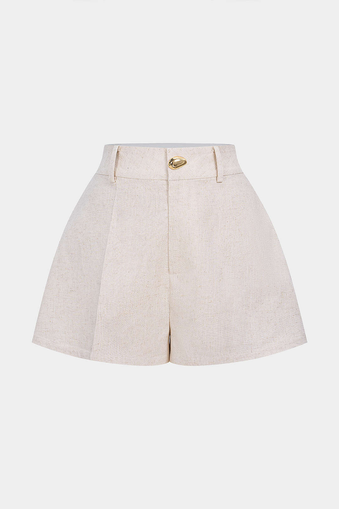 Linnen short met hoge taille en knoopjes