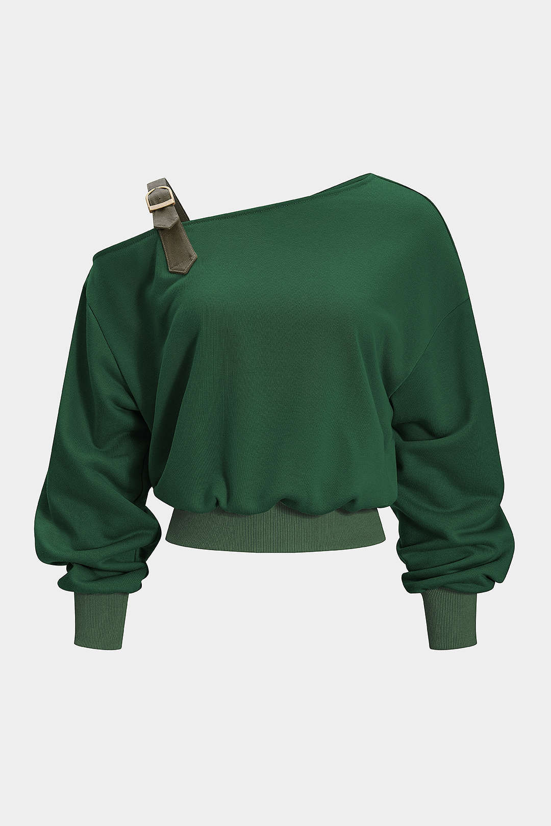 Asymmetrische top met ruches en lange mouwen