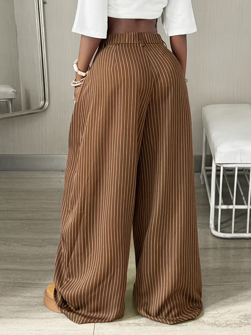 Oversized Brown Striped Cargo Pants