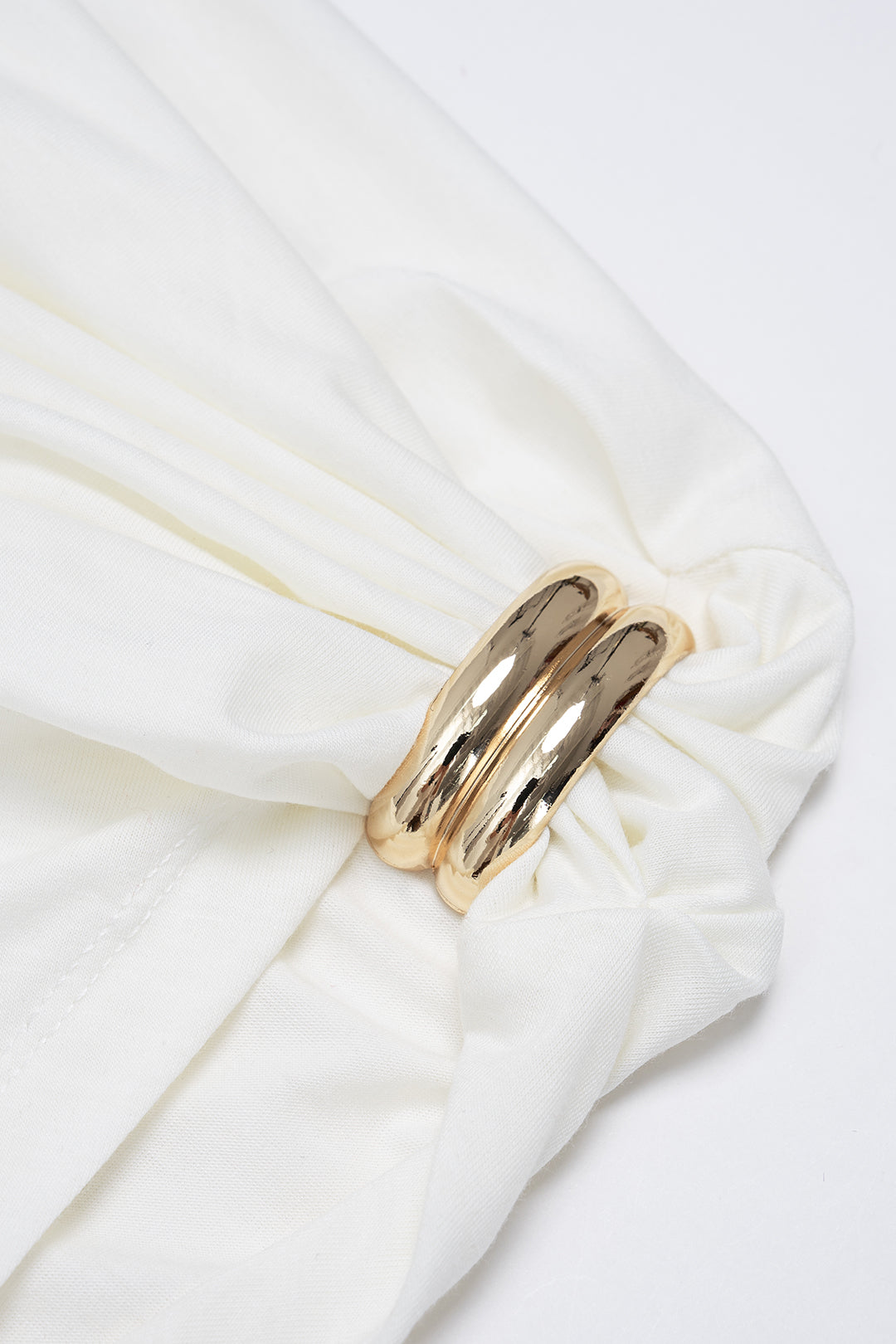 Metallic T-shirt met één schouder, ruches en korte mouwen