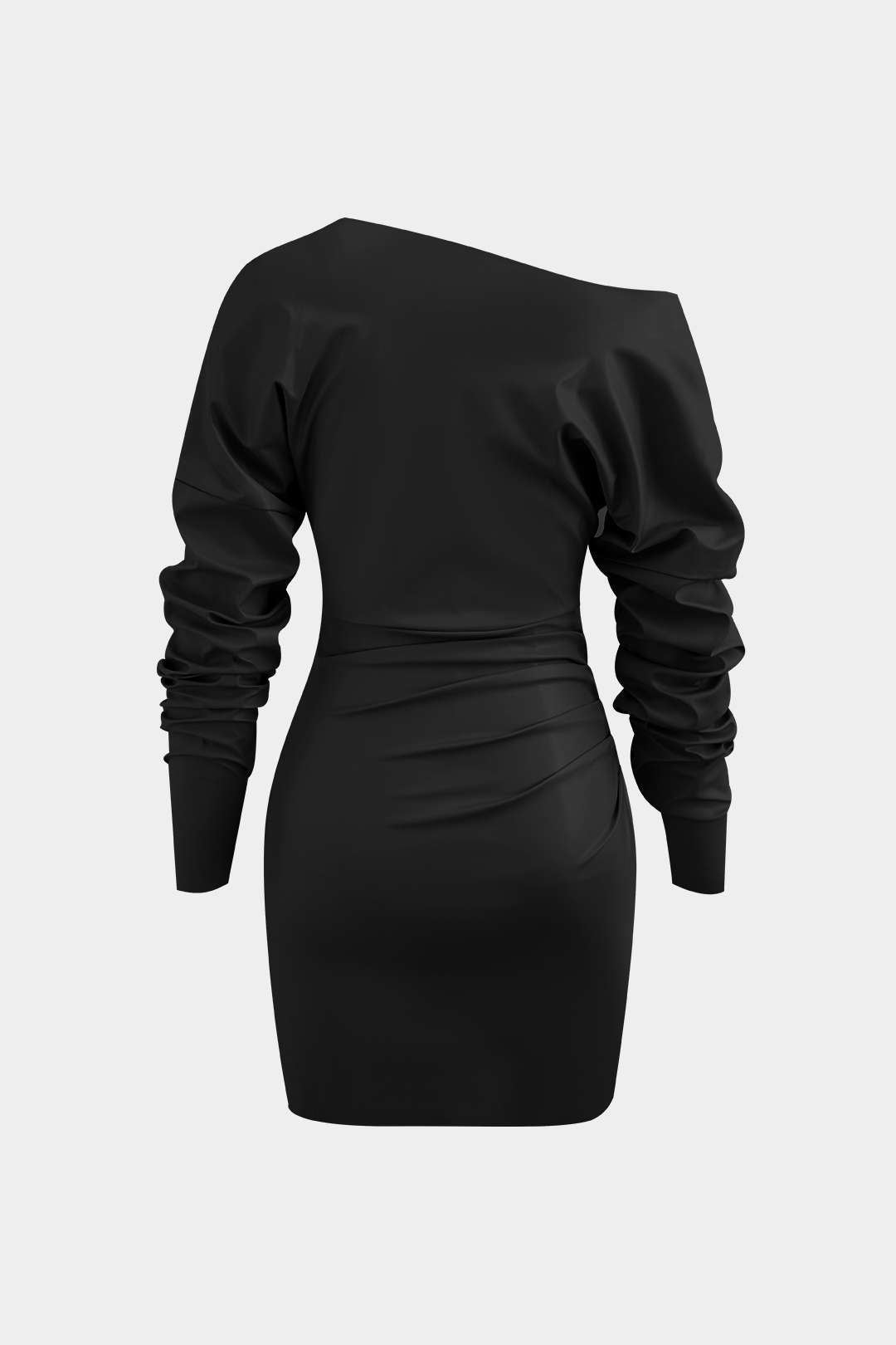 Asymmetrische leren-look minijurk met V-hals