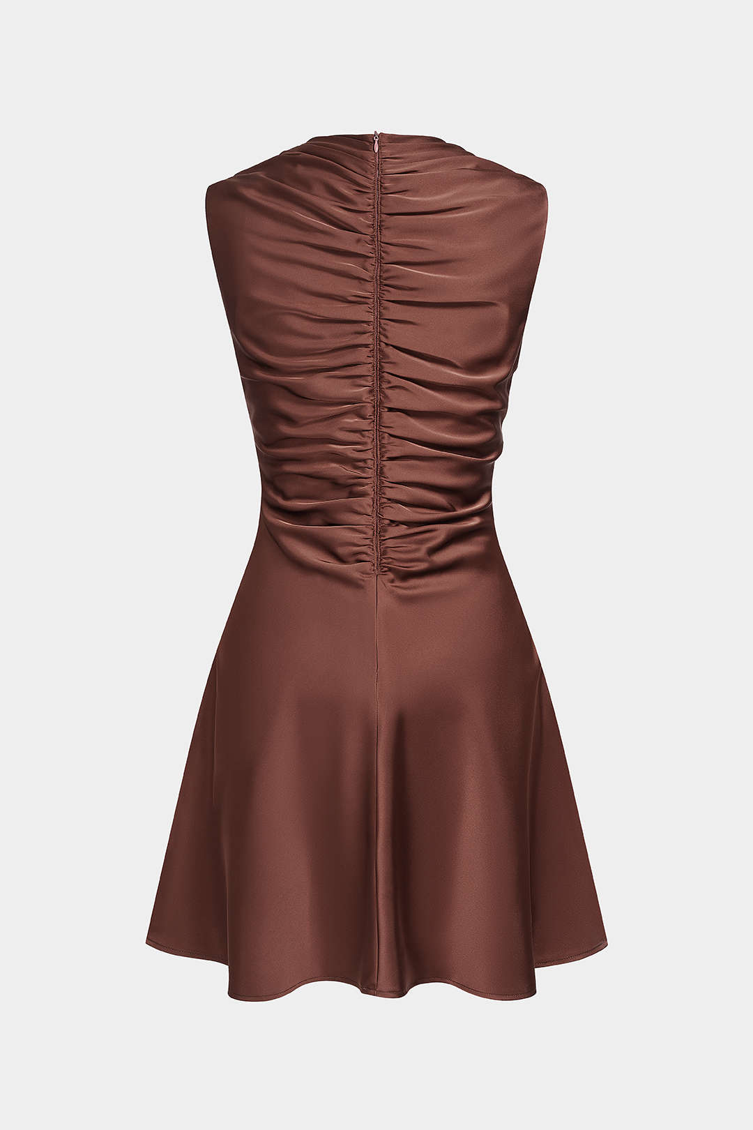 Satijnen metallic minijurk met ruches