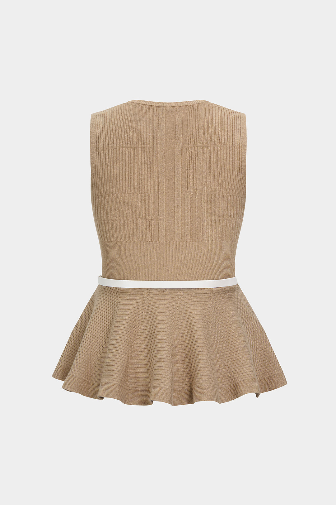 Gebreide tanktop met ronde hals, volants en strass