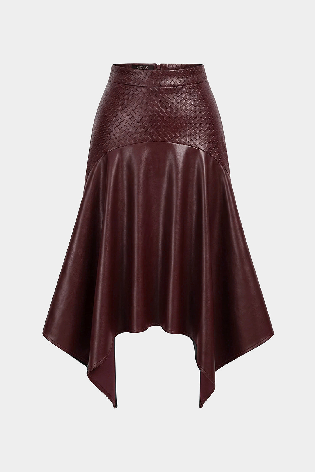 Leren-look asymmetrische rok met rits