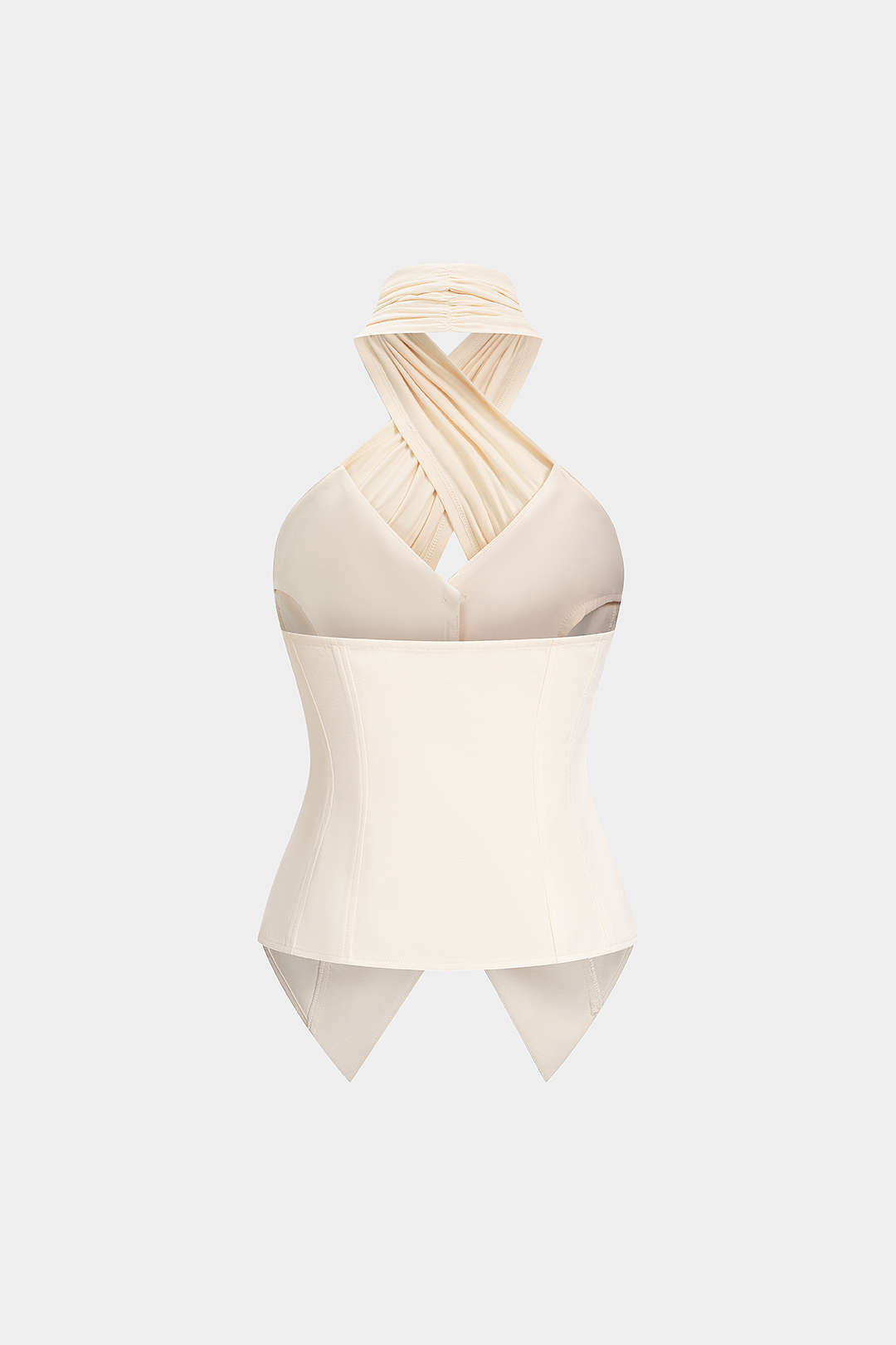 Patchwork metallic gilet met halternek en knoopjes