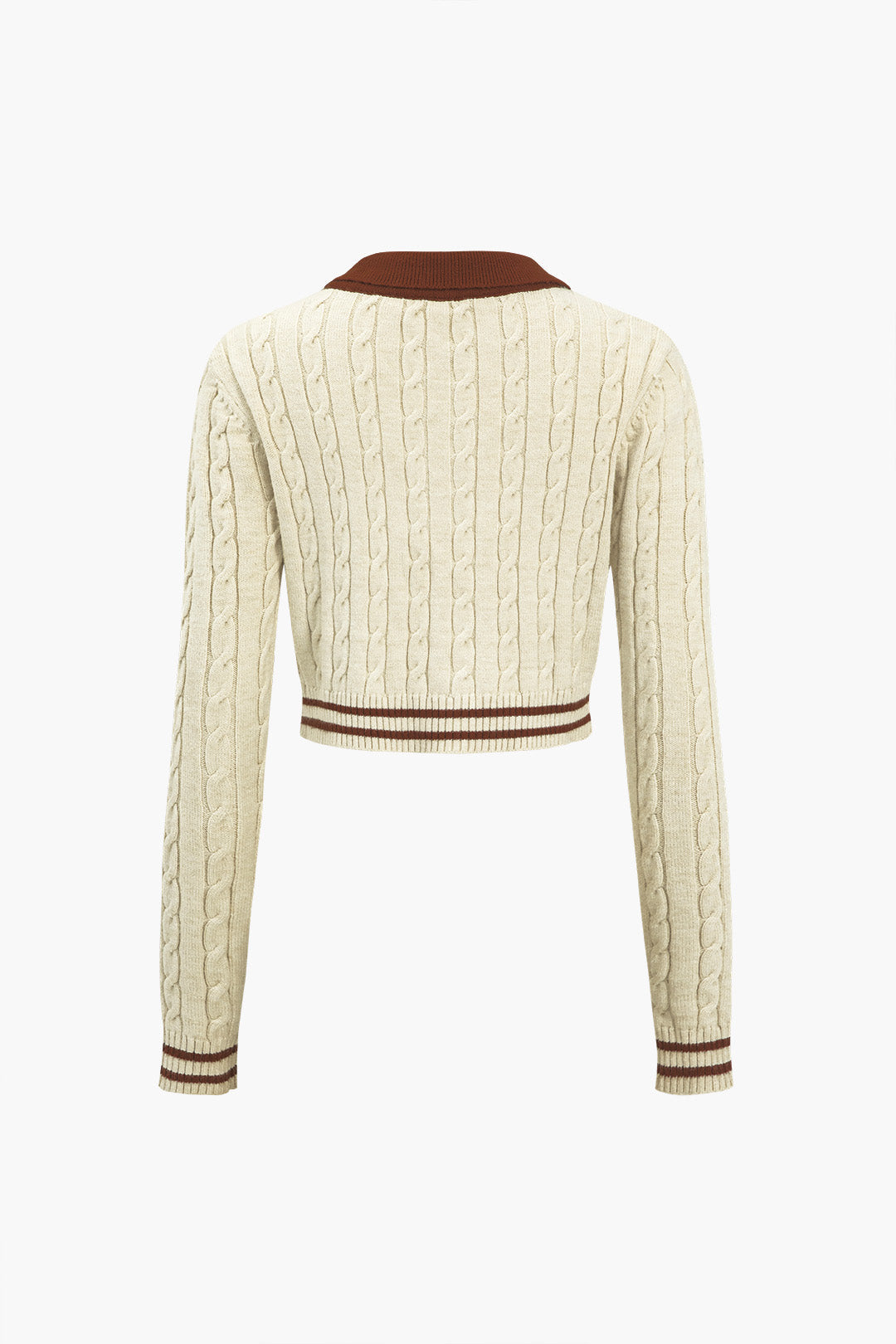 Gebreide colorblock top met knoopjes, zakken en lange mouwen