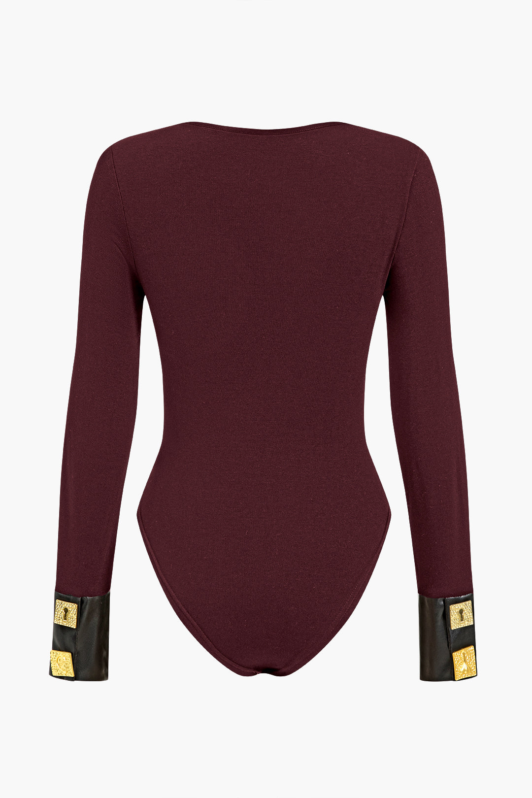 Esther - Leren-look patchwork body met knoopjes