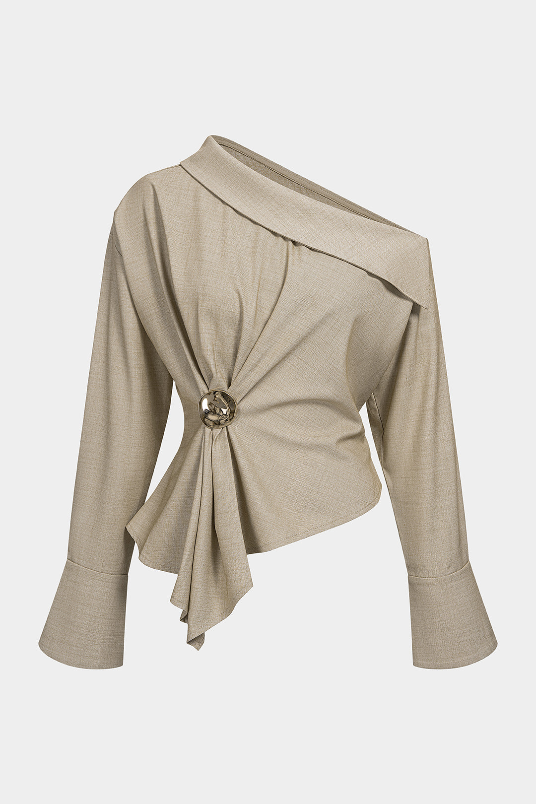Asymmetrische blouse met één schouder en ruches