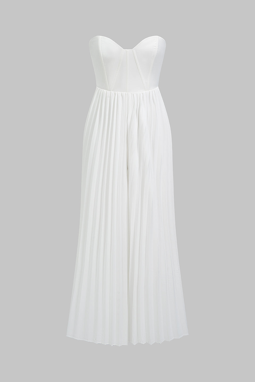 Geplooide jumpsuit met rits en strapless pasvorm