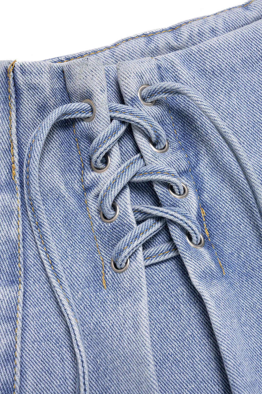 Denim short met strik, hoge taille en wijde pijpen