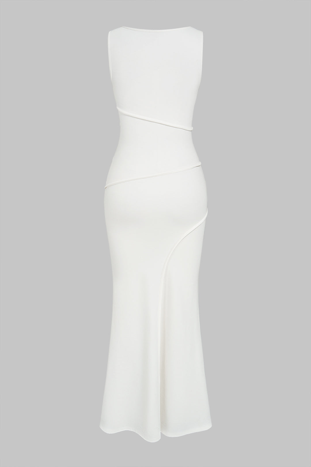 Effen asymmetrische maxijurk met ronde hals