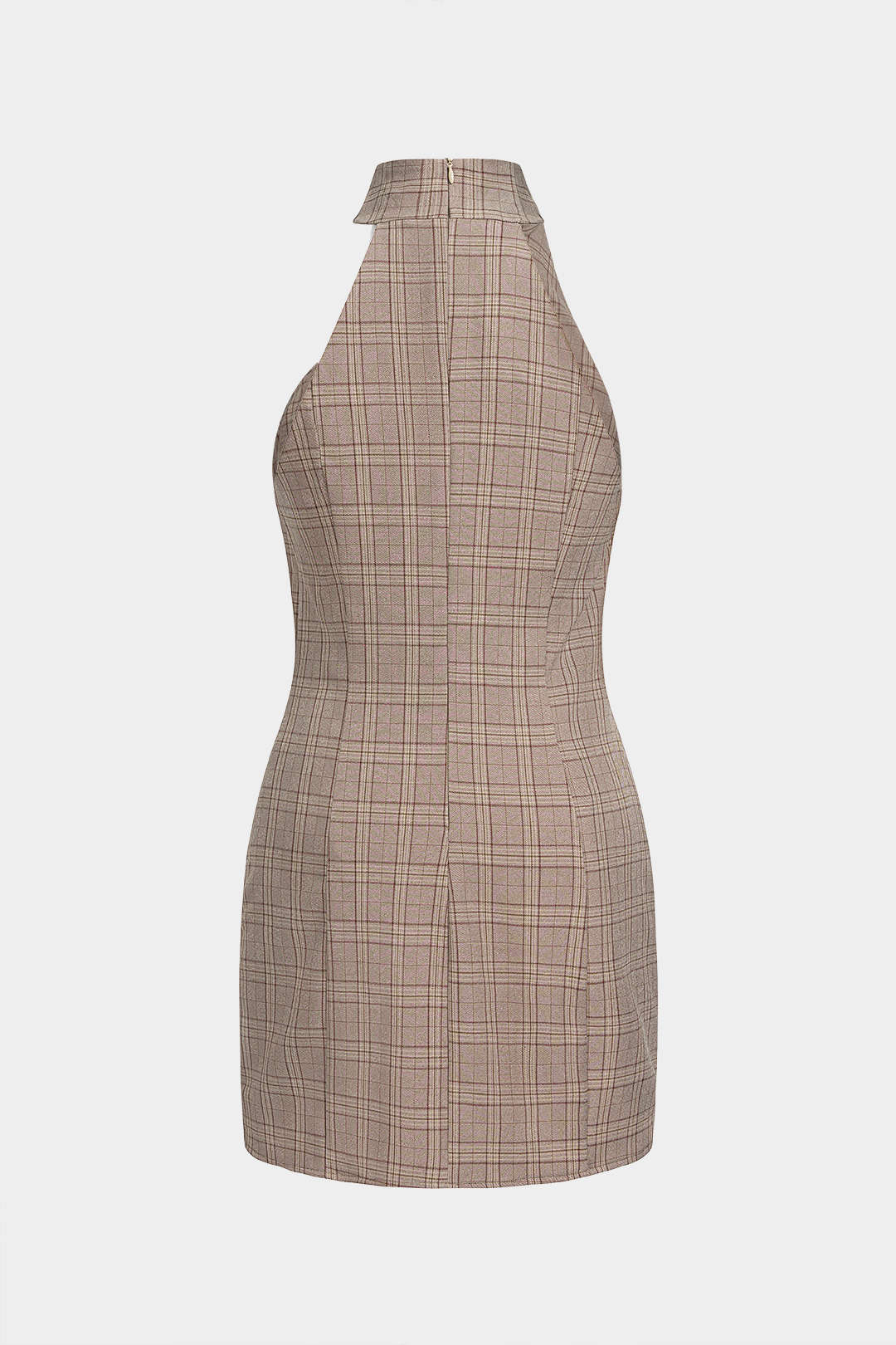 Geruite asymmetrische minijurk met ruches