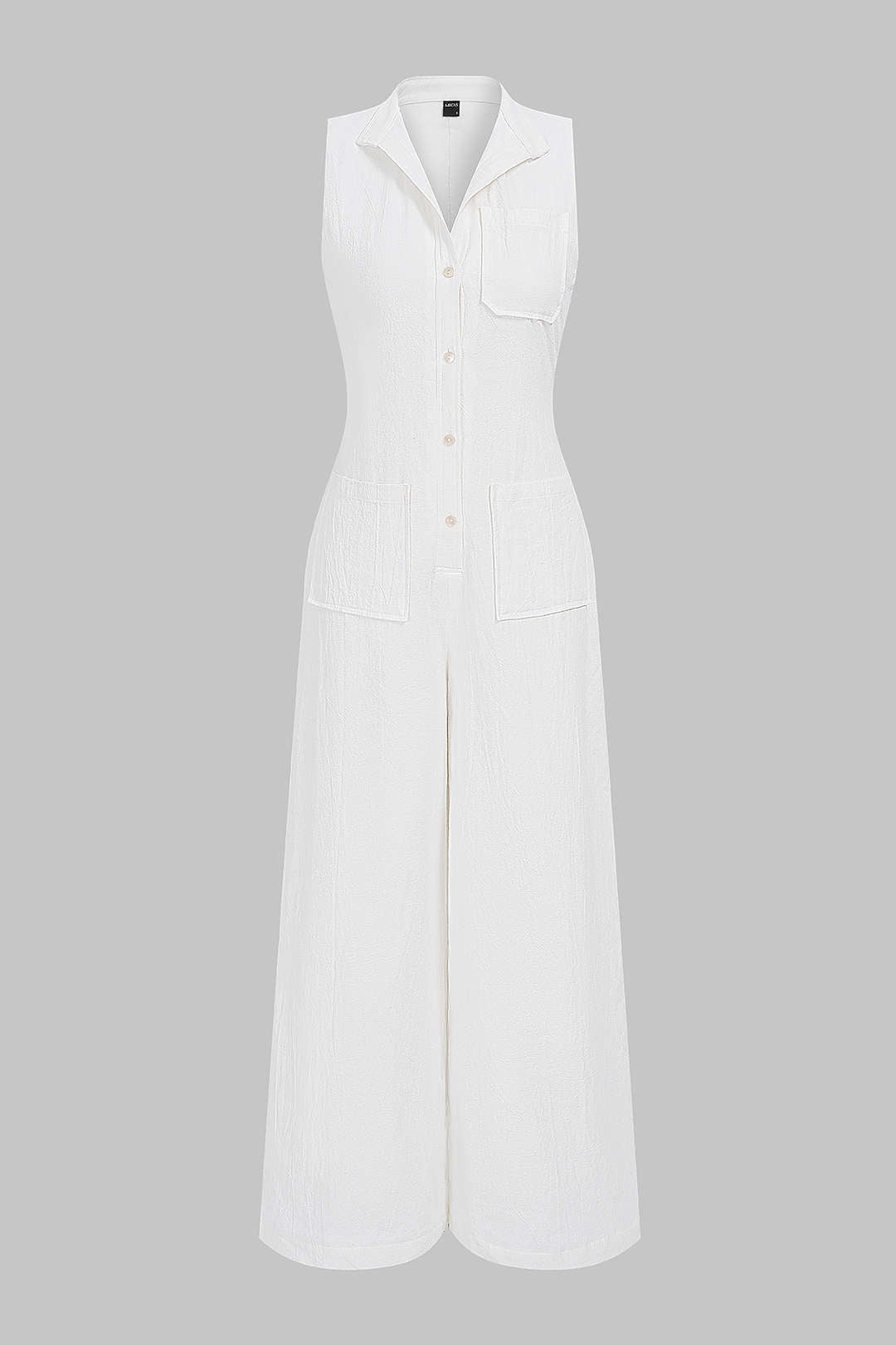Mouwloze jumpsuit met revers, zakken en knoopjes
