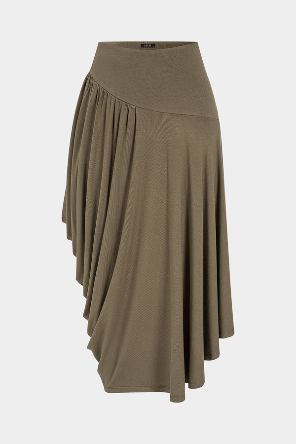Mona - Effen asymmetrische rok met ruches