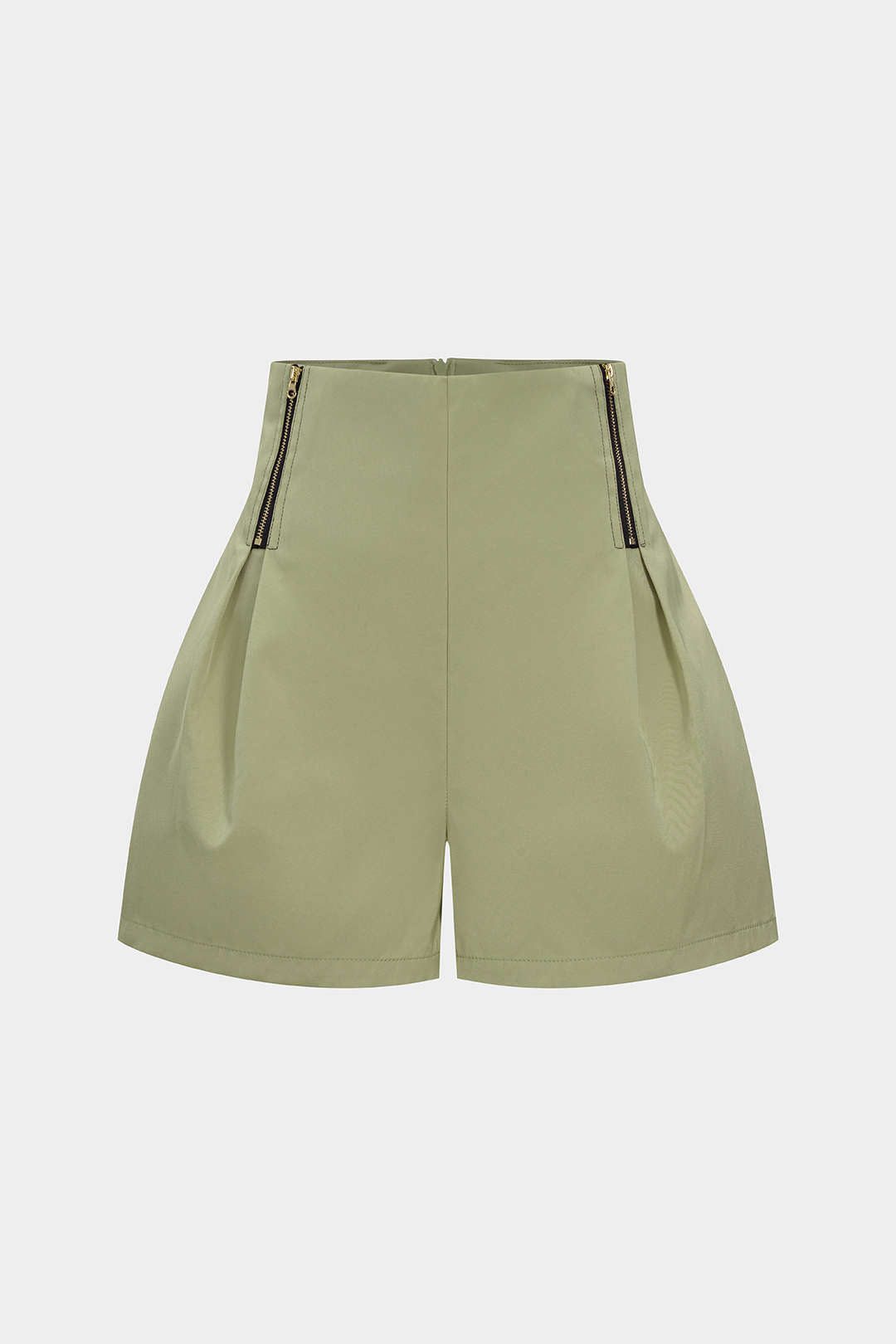 Short met hoge taille, ruches en rits
