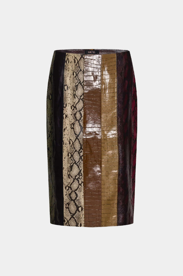 Jet - Leren-look patchwork rok
