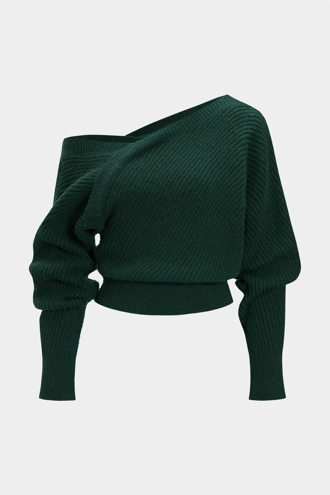 Romy - Gebreide asymmetrische top met één schouder en lange mouwen