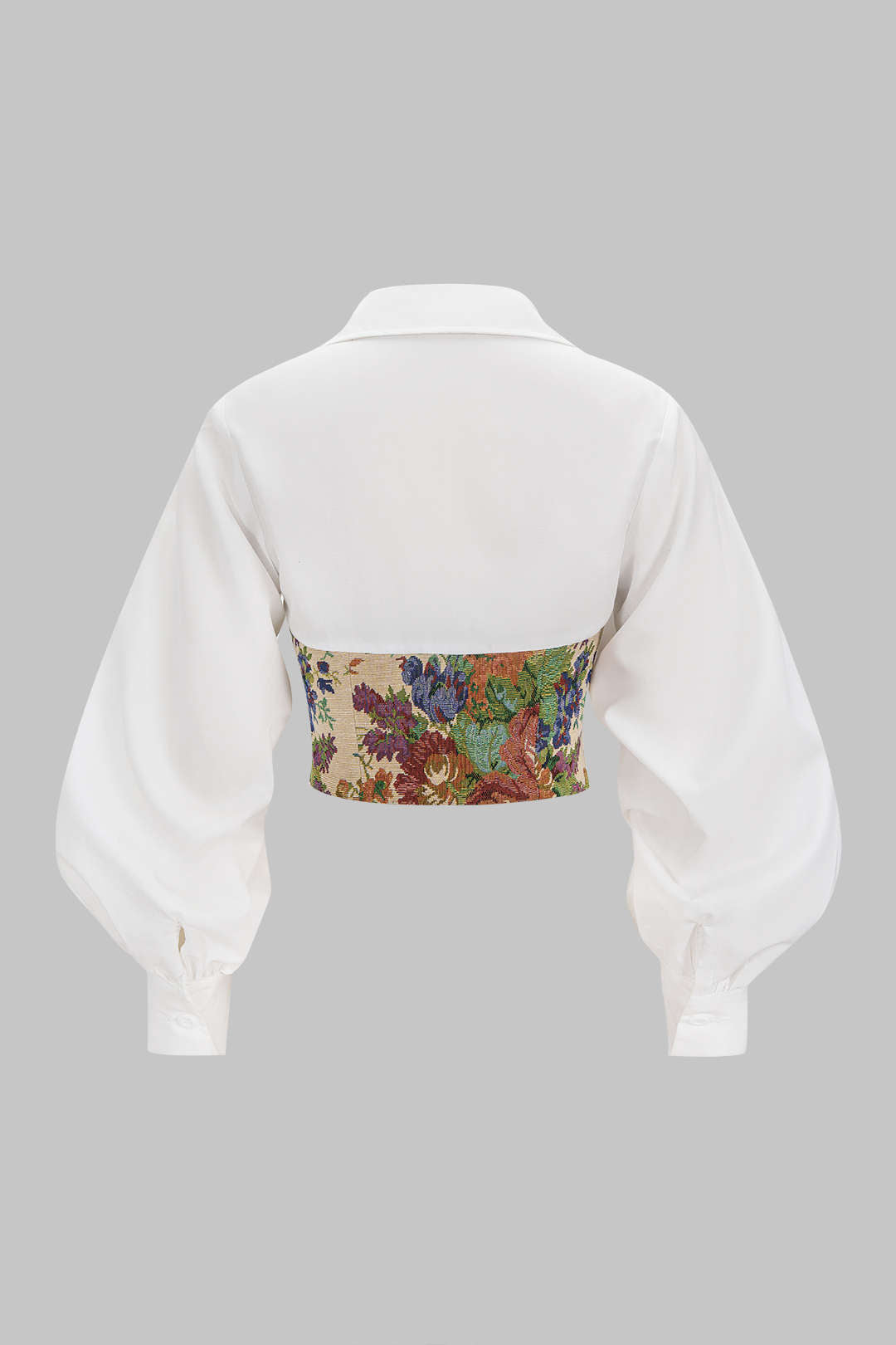 Bloemenprint jacquard top met ruches en ballonmodel