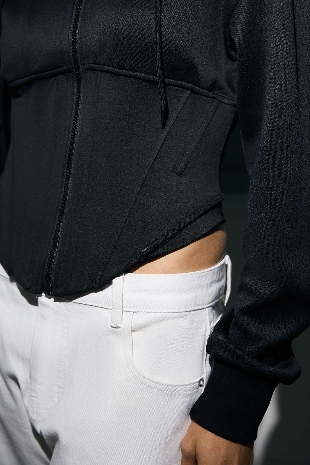 Hoodie met rits en trekkoord