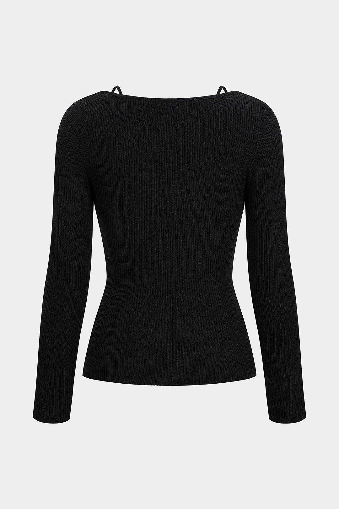 Mira - Gebreide patchwork top met kant, V-hals en lange mouwen