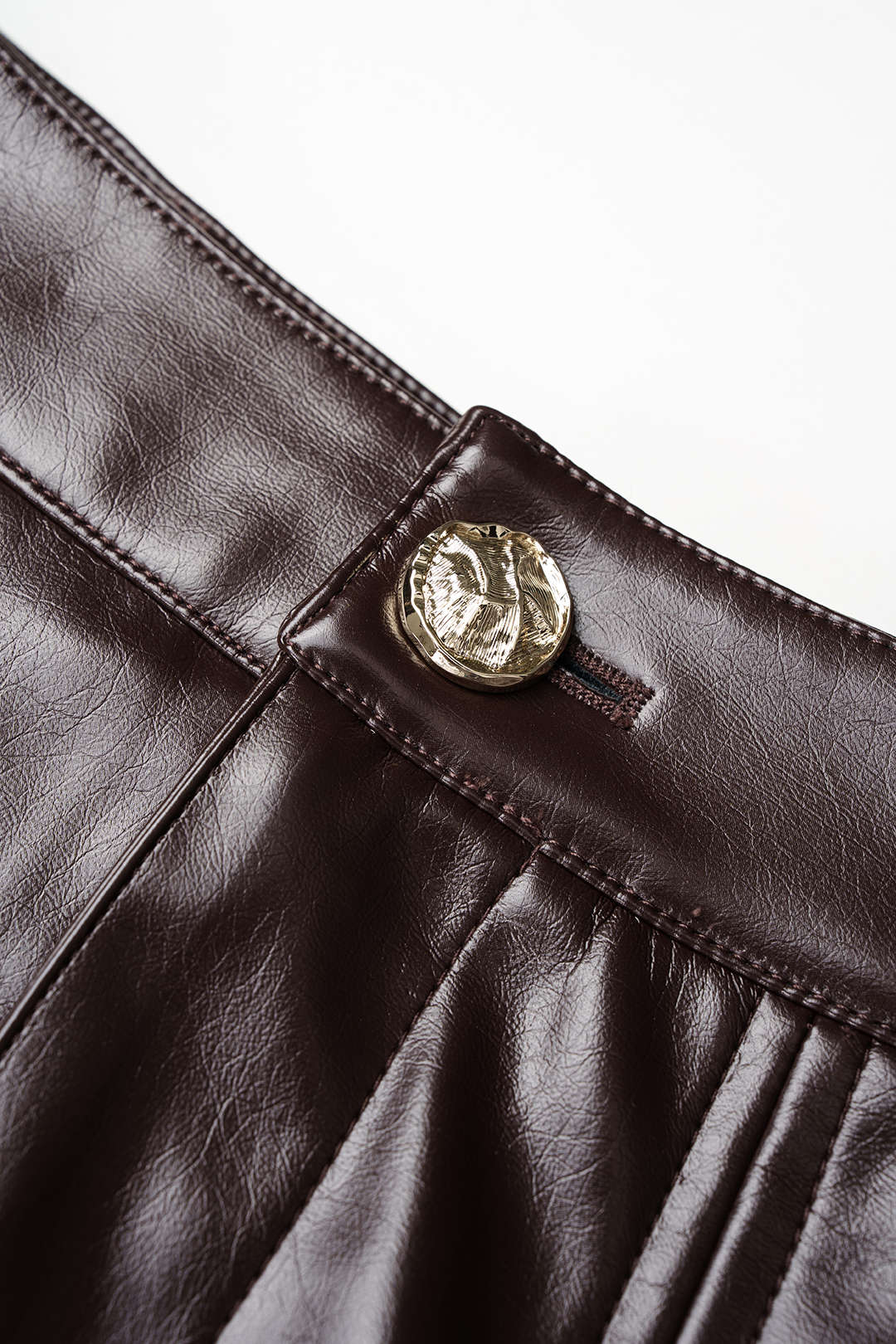 Leren-look geplooide minirok