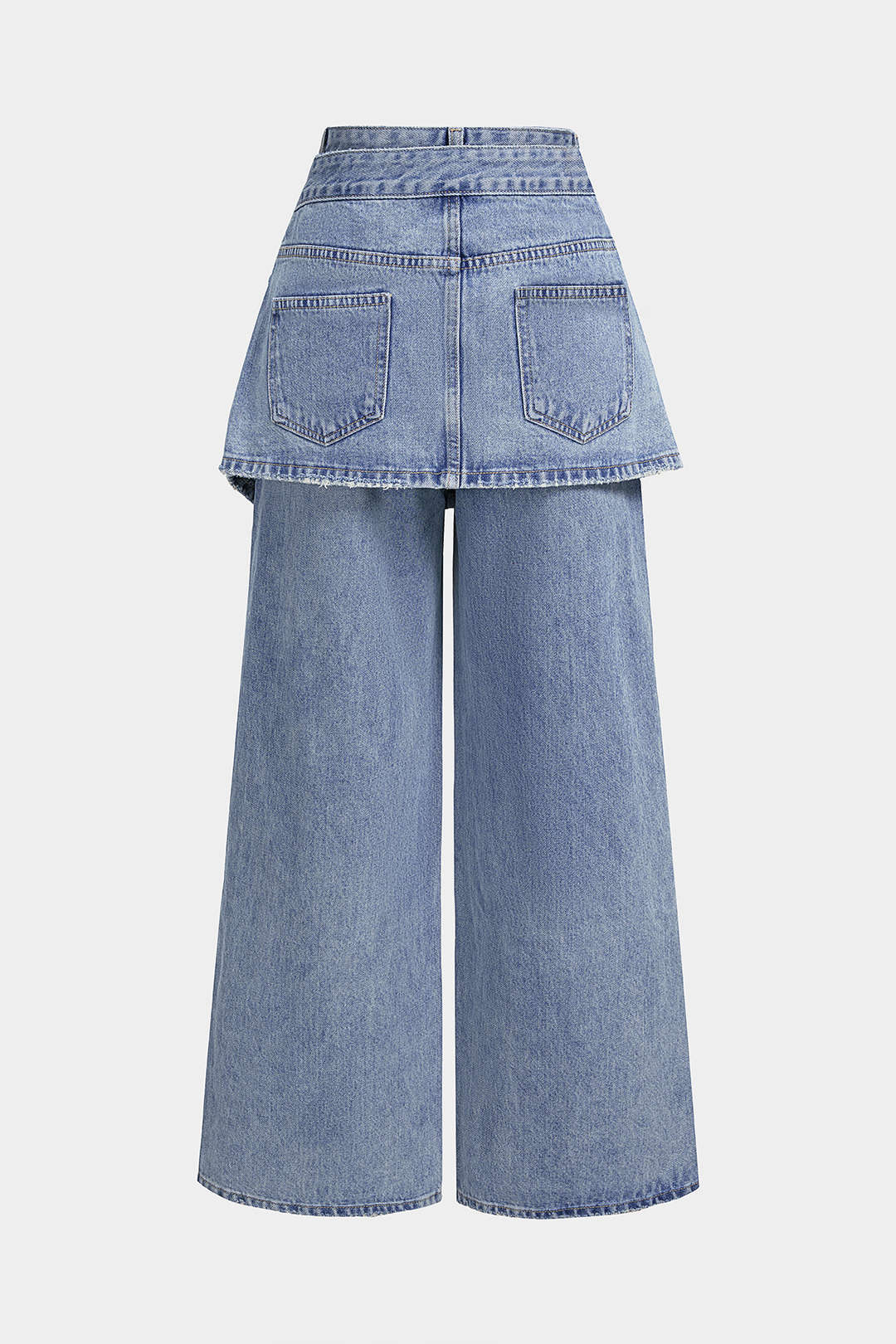 Asymmetrische jeans met hoge taille, zakken en wijde pijpen