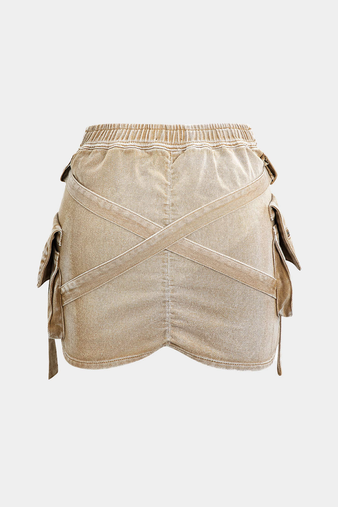 Denim rok met gesp, zakken en cargozakken