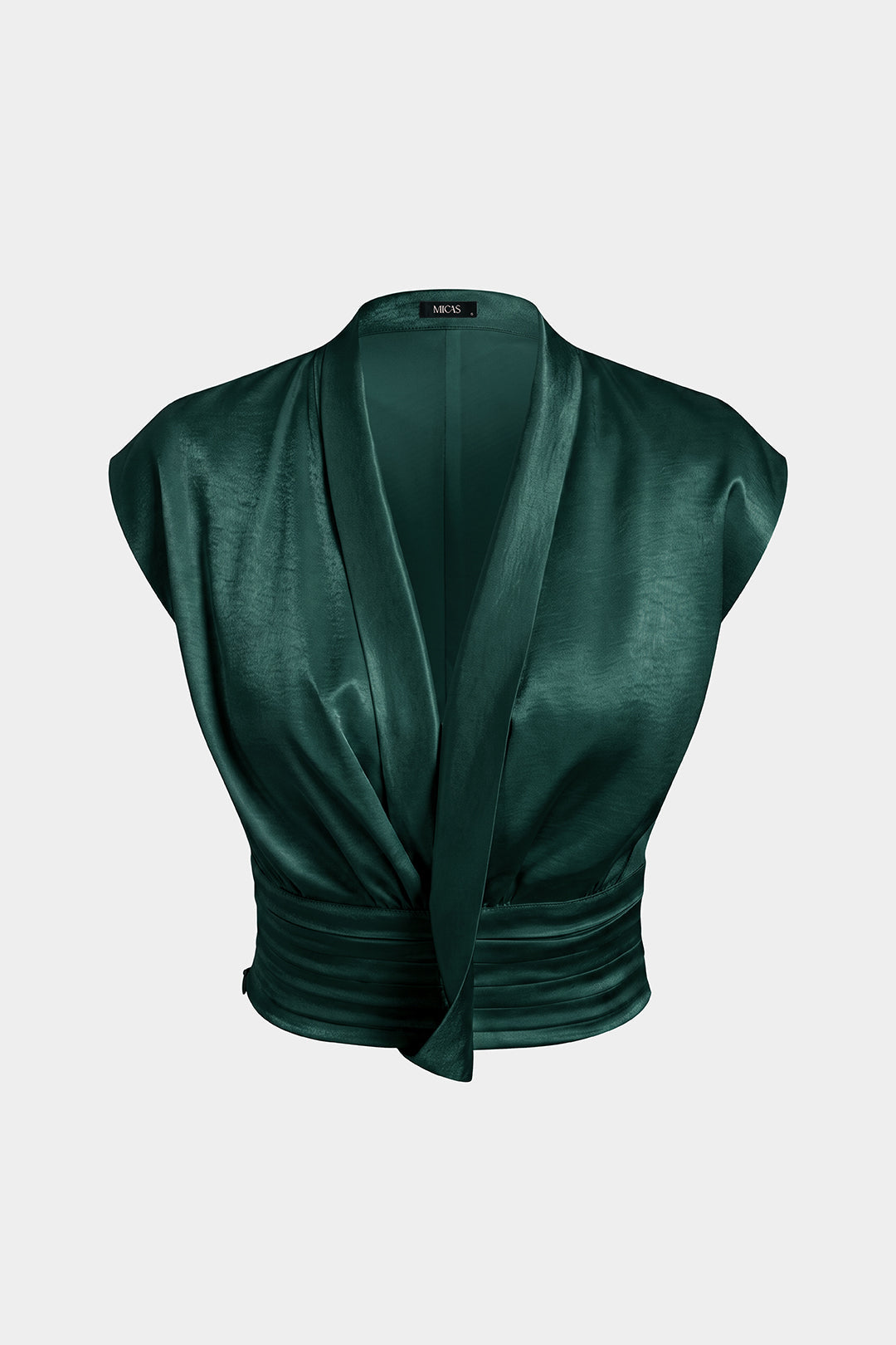 Satijnen asymmetrische tanktop met ruches