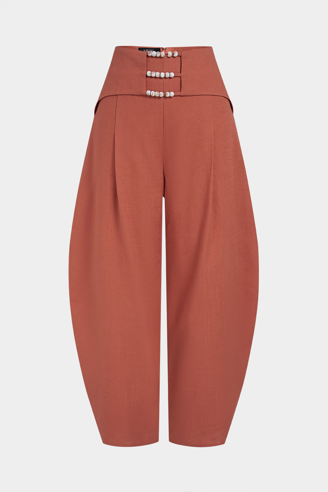 Broek met kralen, hoge taille en wijde pijpen
