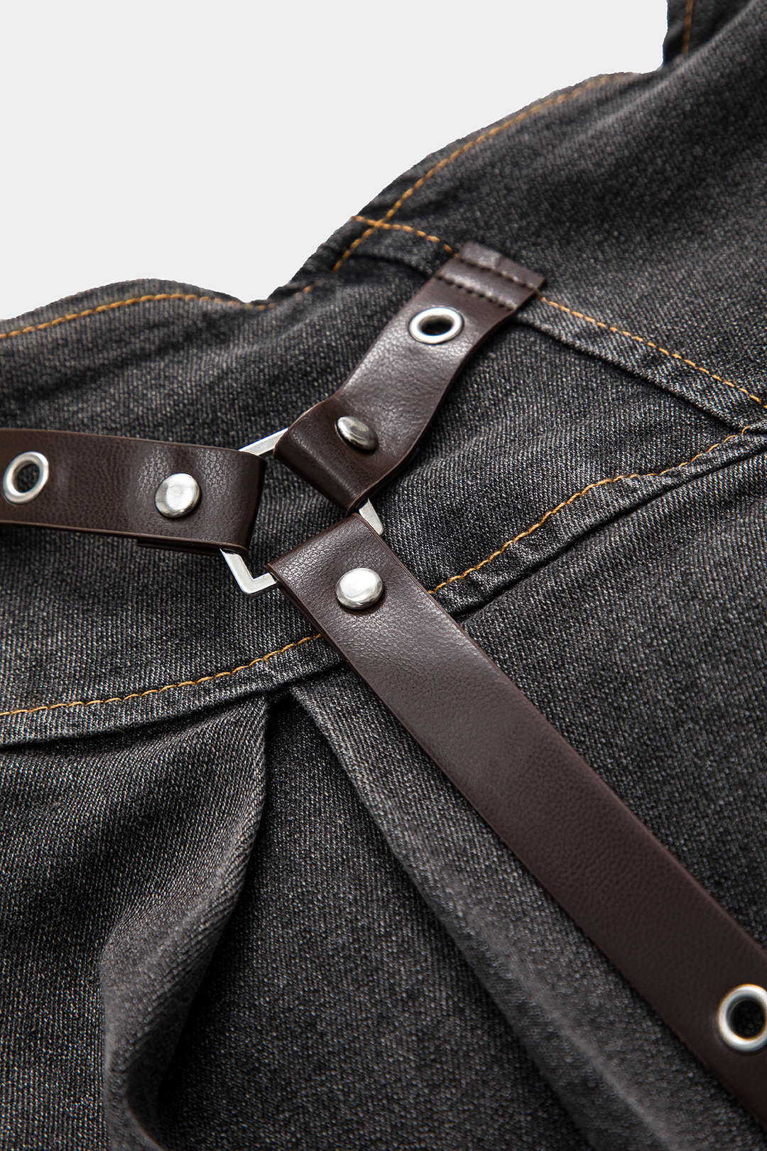 Lena - Denim patchwork rok met hoge taille
