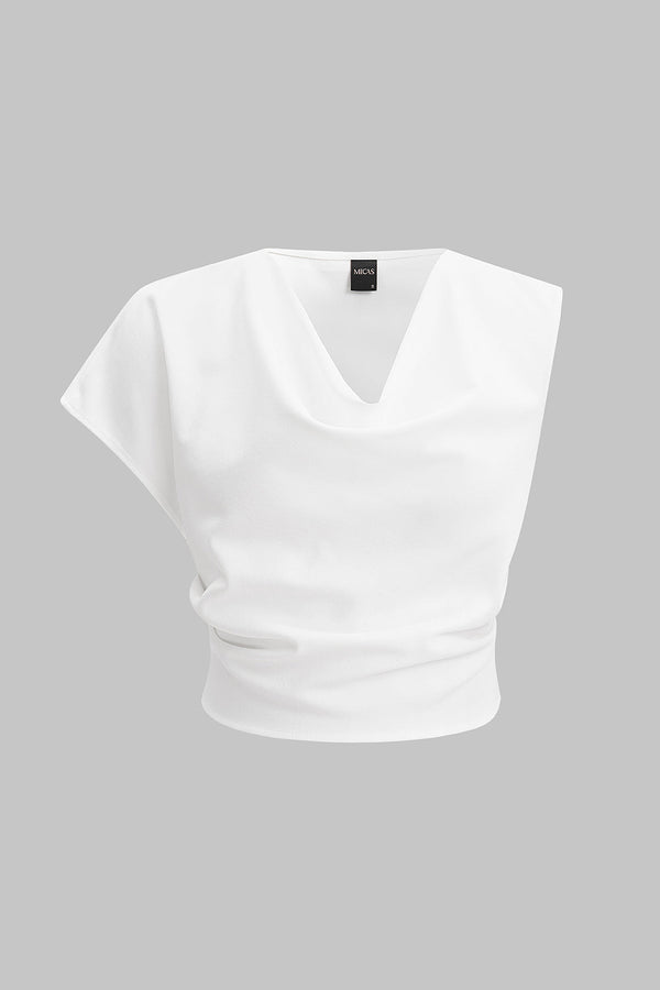 Asymmetrische blouse met drapering en watervalhals