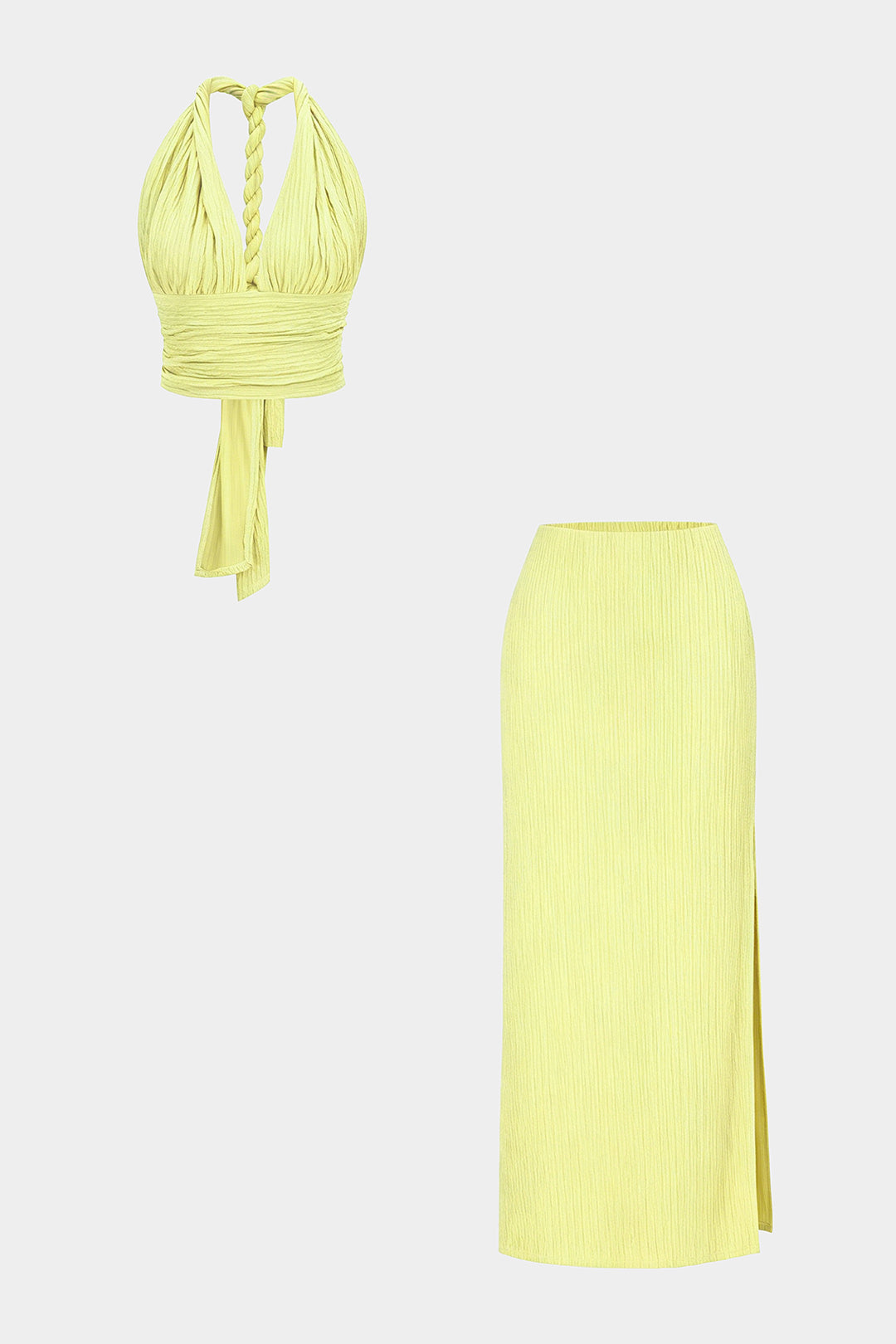 Mouwloze set met top en rok