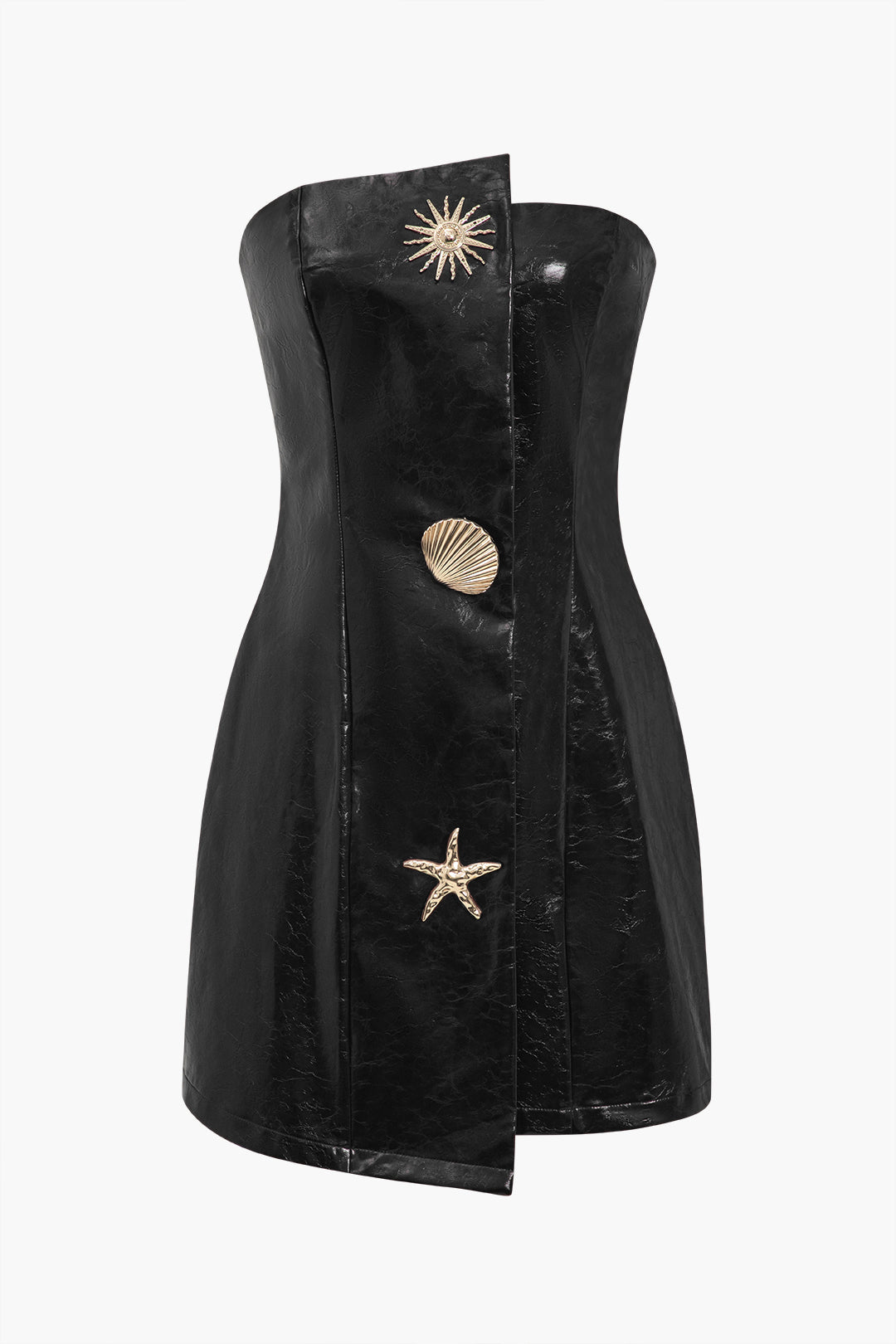 Leren-look minijurk met strapless pasvorm