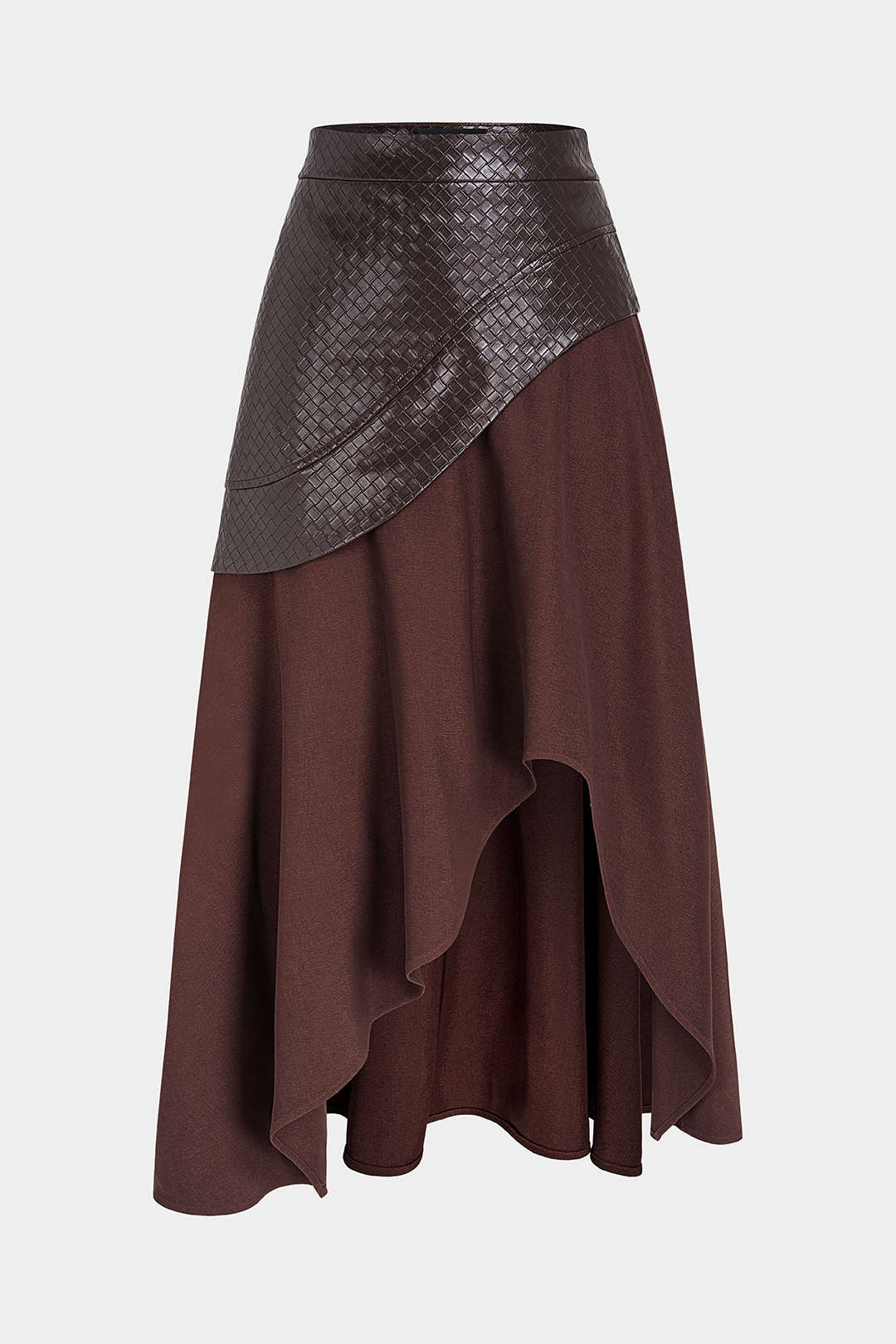 Faye - Leren-look patchwork midirok