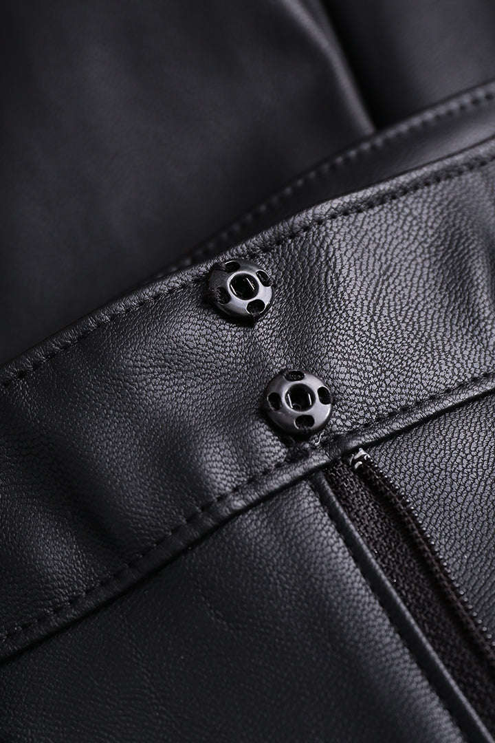 Faux Leather Straight-Leg Pants