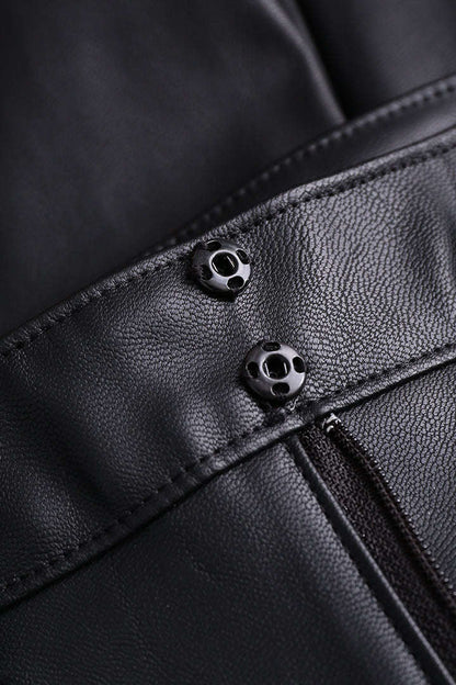 Faux Leather Straight-Leg Pants