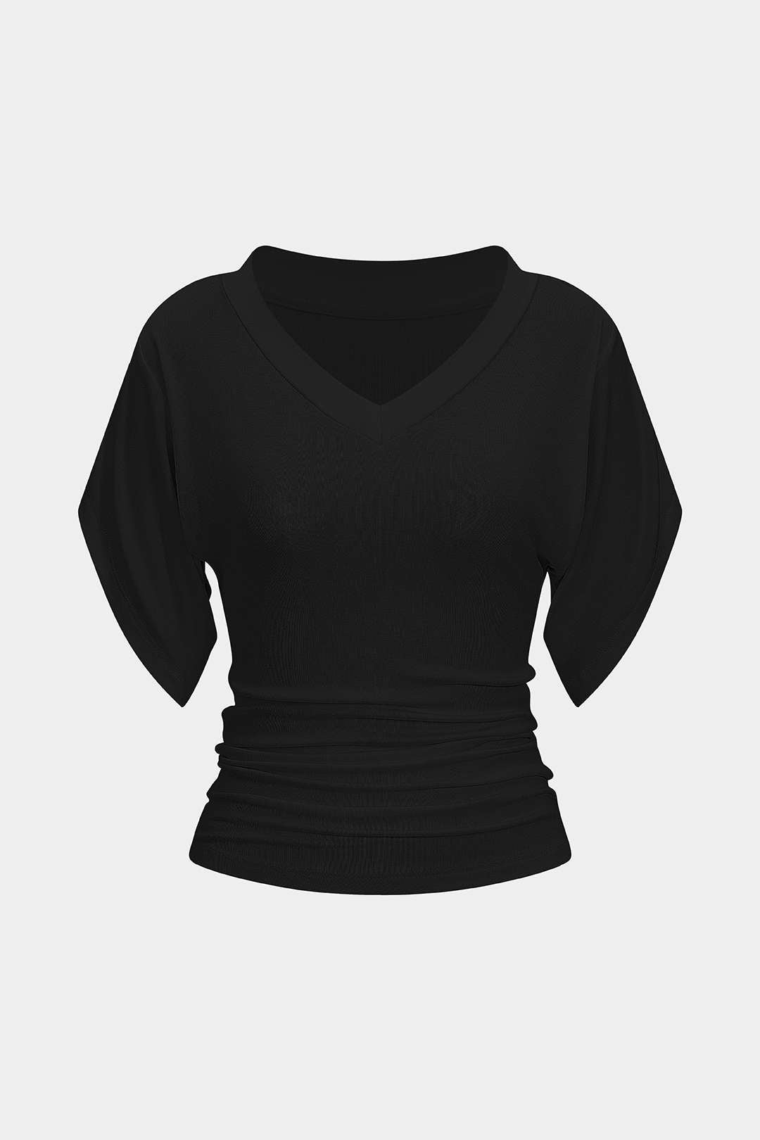 T-shirt met V-hals, getailleerde pasvorm en ruches