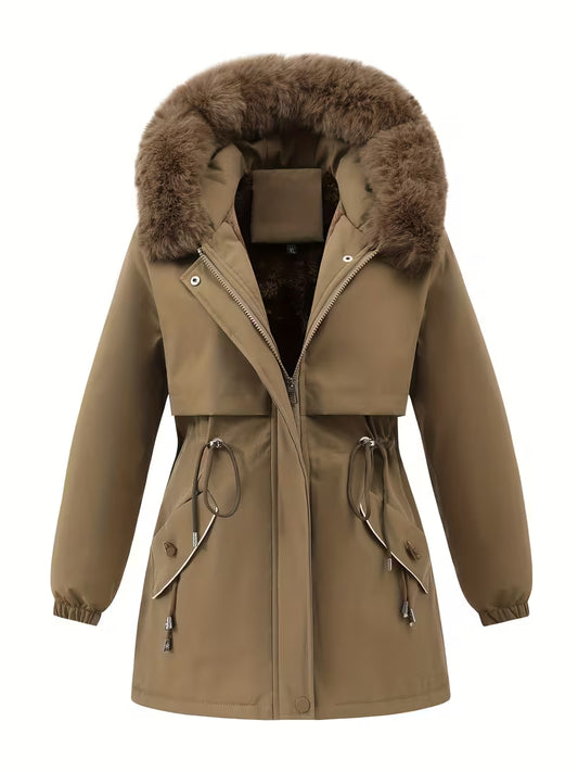 Warm Hooded Midi Puffer Jacket