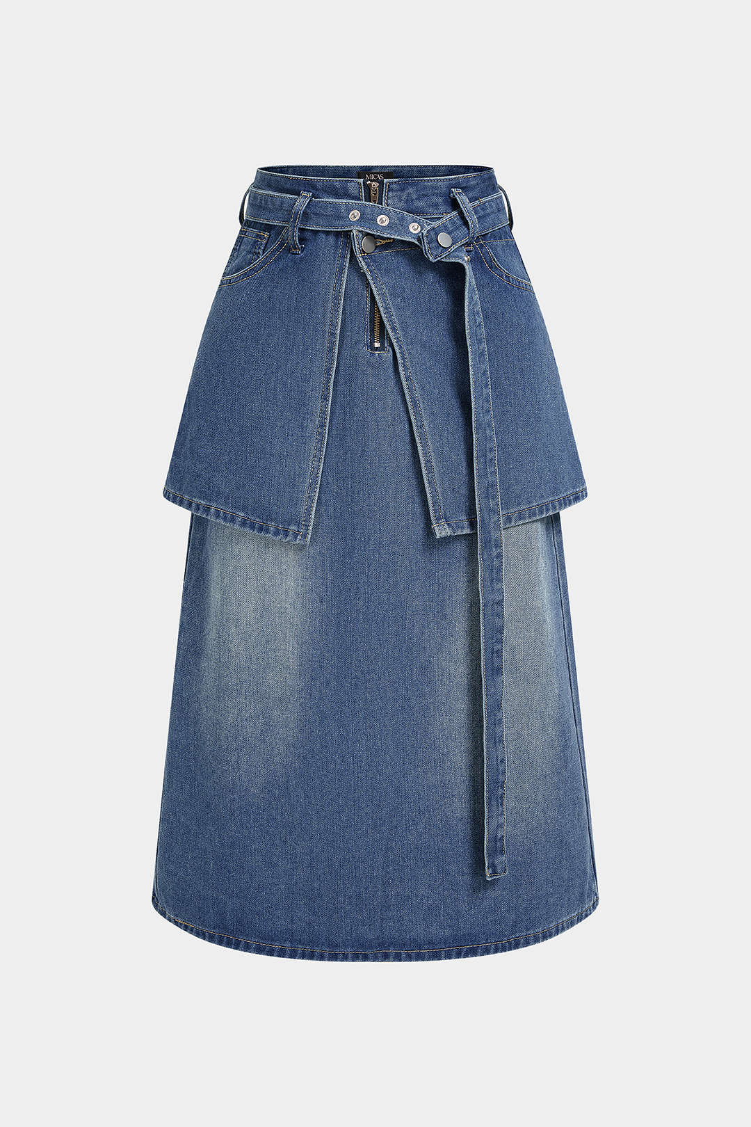 Denim rok met riem en rits