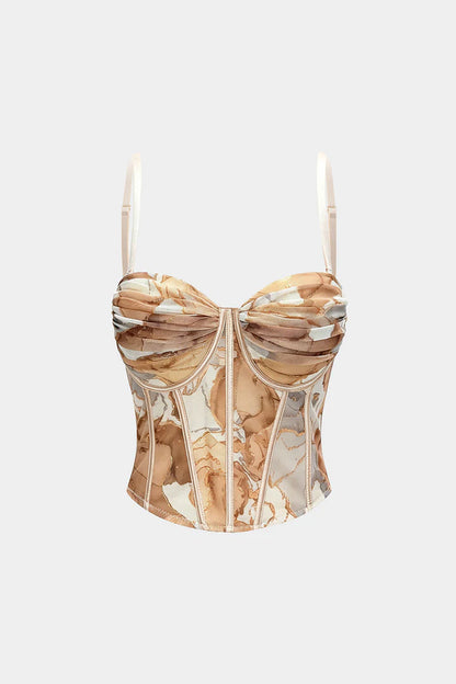 Corset cami top with floral print