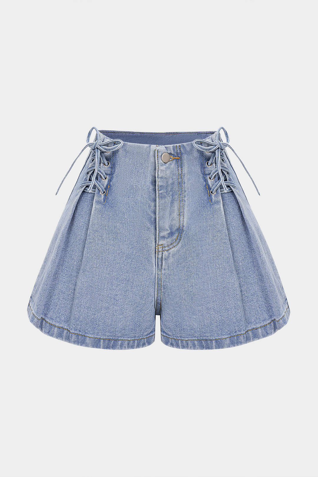 Denim short met strik, hoge taille en wijde pijpen