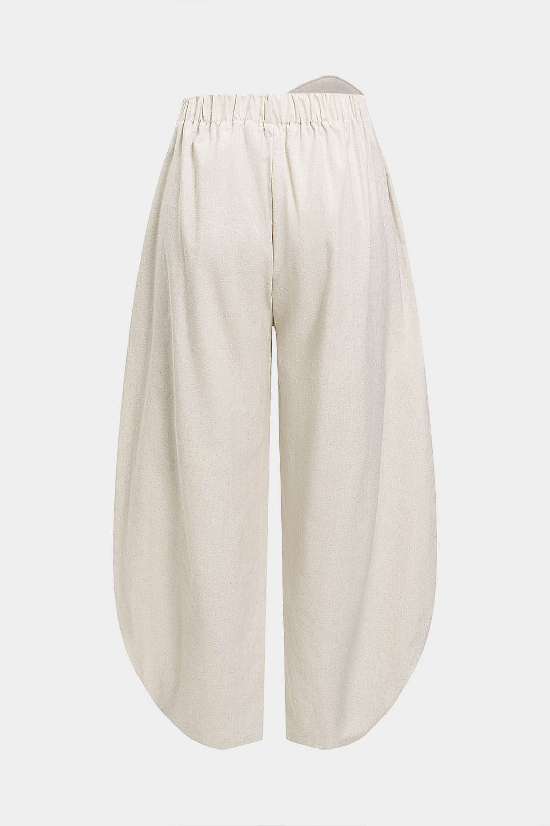 Linnen asymmetrische pantalon met knoopjes en ruches