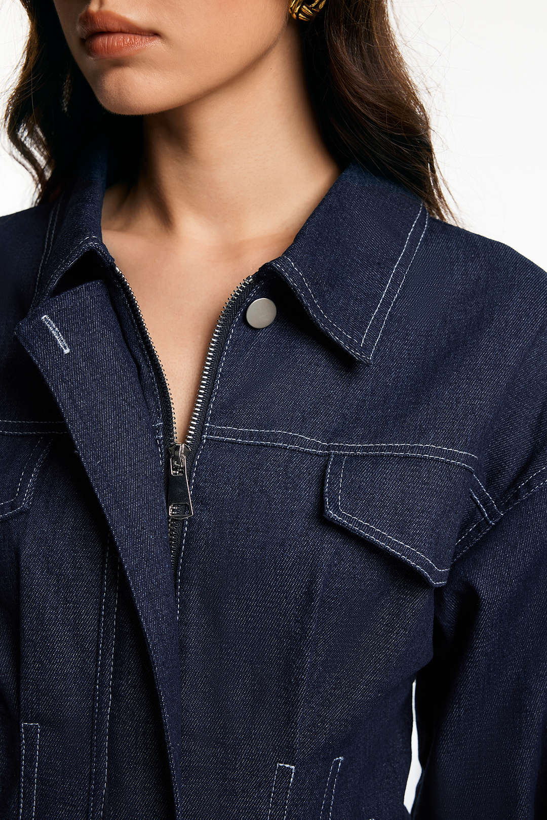 Denim geplooide item