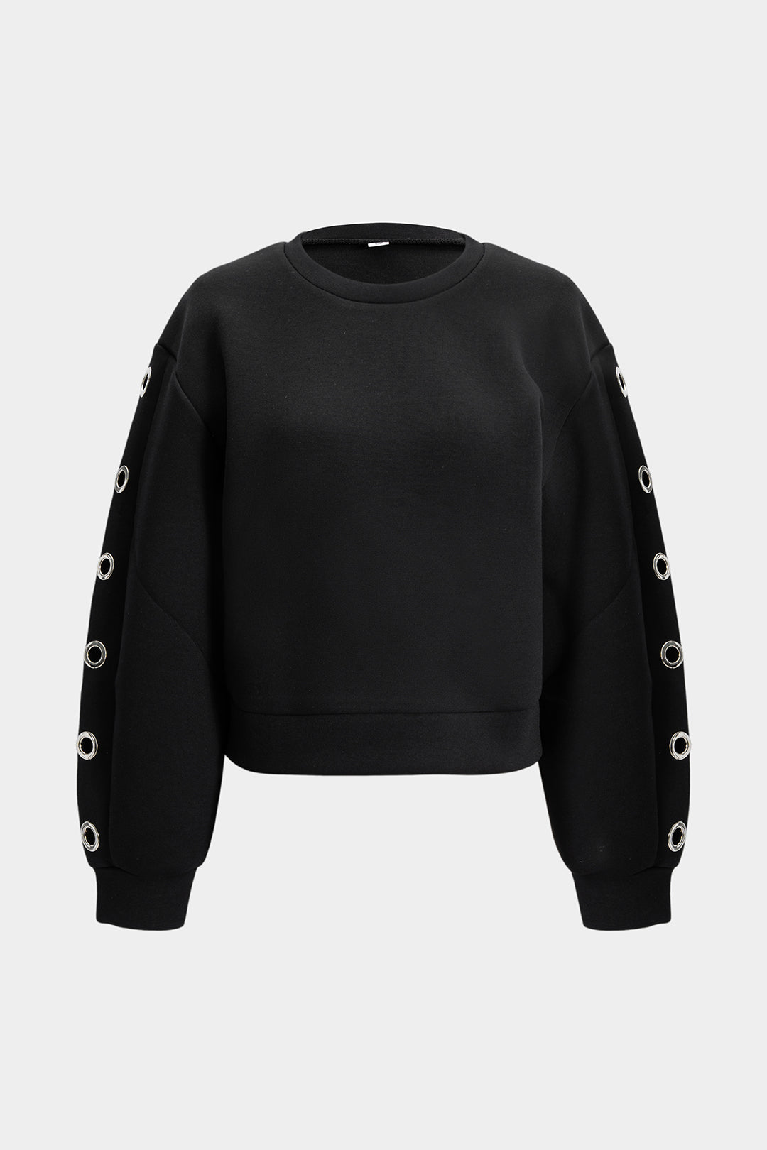 Metallic top met ronde hals en opengewerkt detail