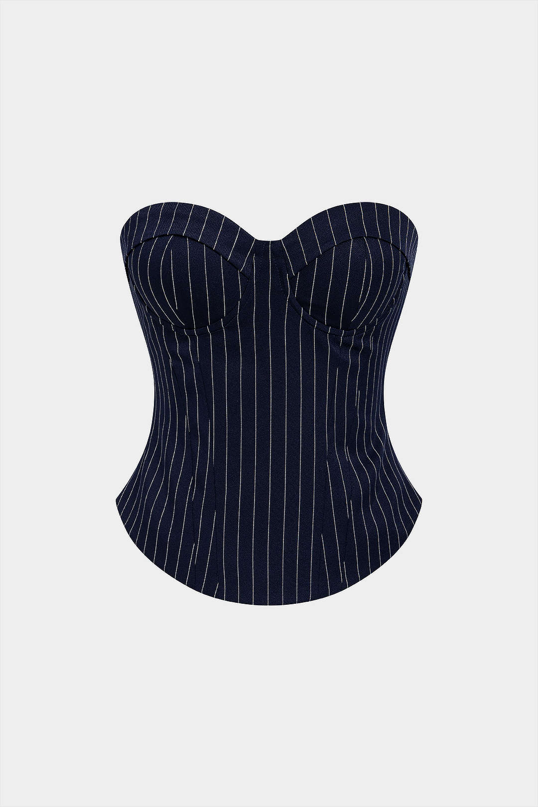 Gestreepte strapless top met rits