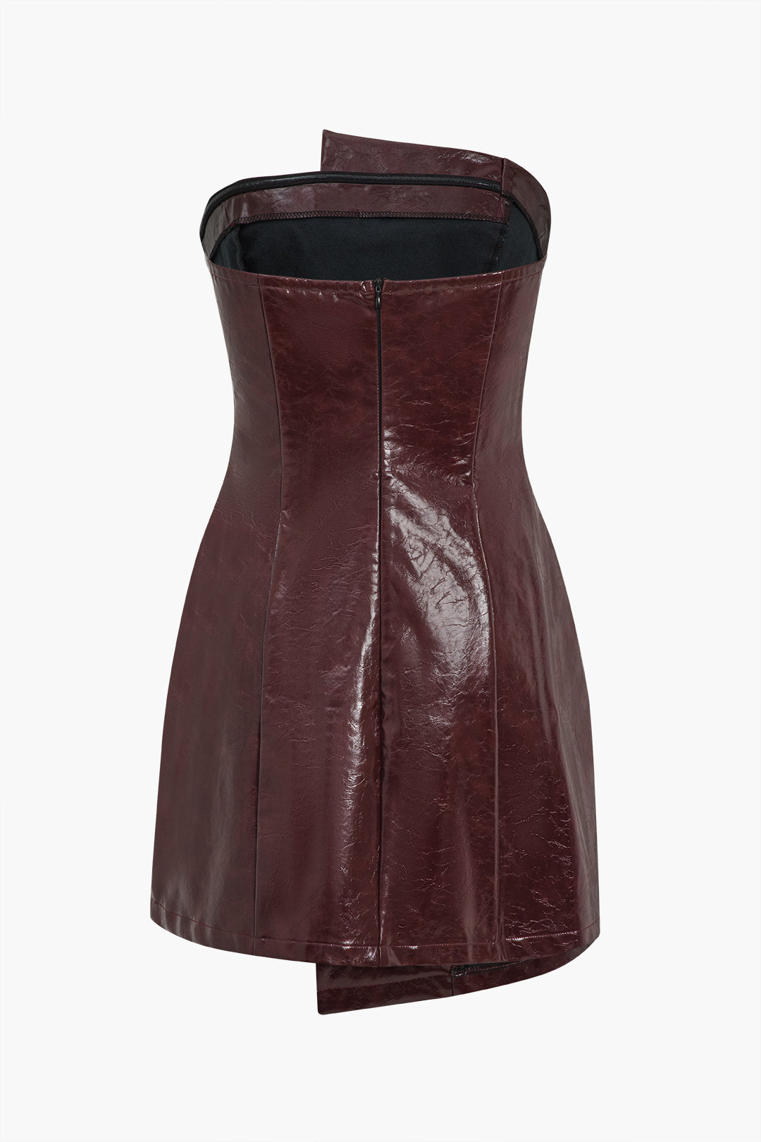Leren-look minijurk met strapless pasvorm