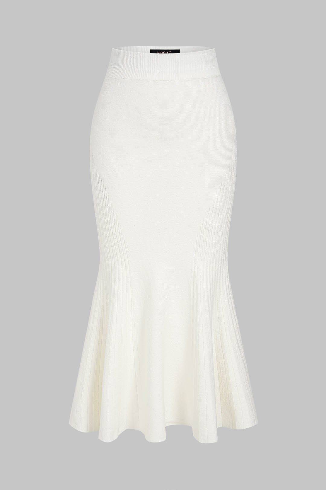 Effen gebreide rok met ruches en hoge taille