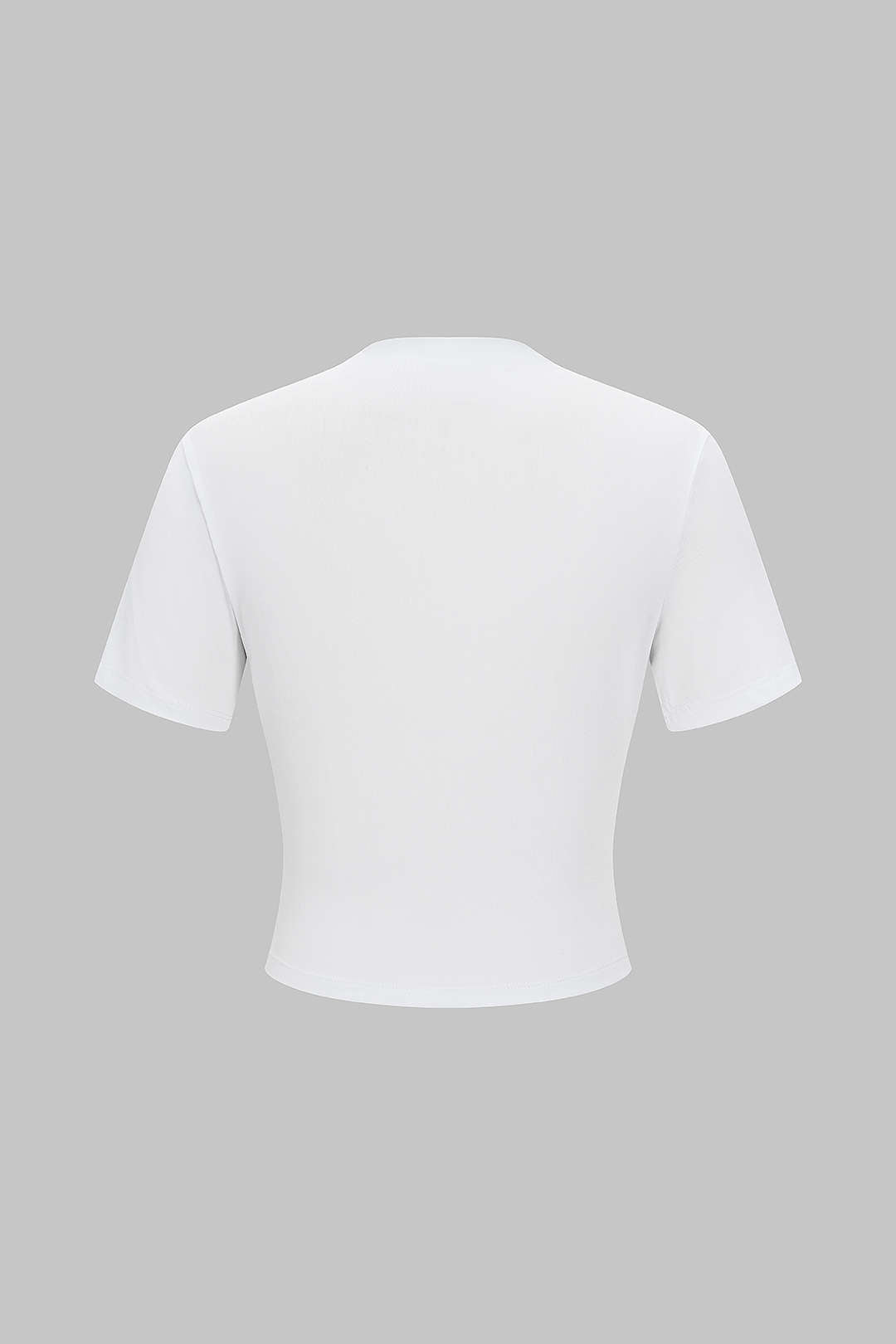 Evi - T-shirt met opstaande kraag, ruches en korte mouwen