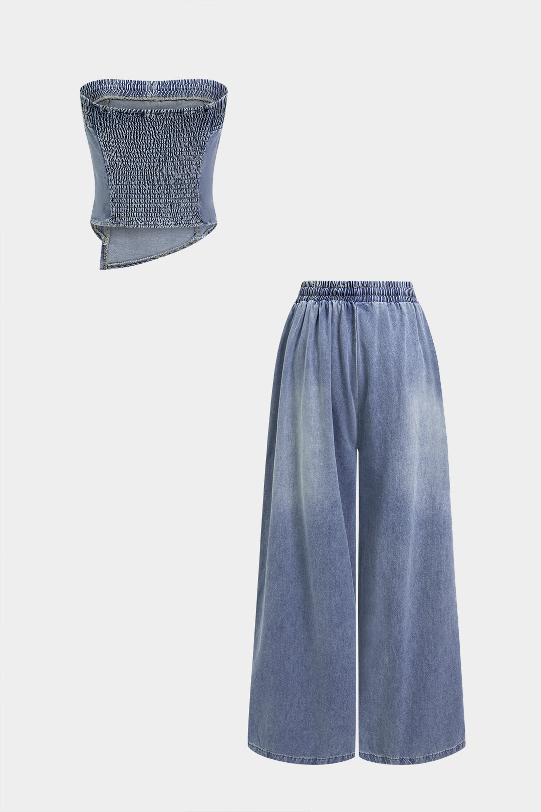 Demi - Denim set met strapless top en jeans